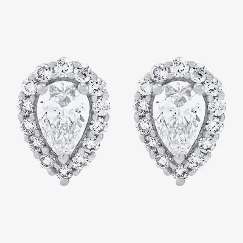 Si2,H-I 1 CT. T.W. Lab Grown White Diamond 10K White Gold Pear Stud Earrings