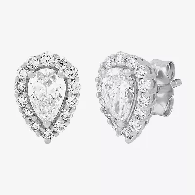 Si2,H-I 1 CT. T.W. Lab Grown White Diamond 10K White Gold Pear Stud Earrings