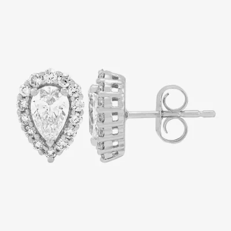 Si2,H-I 1 CT. T.W. Lab Grown White Diamond 10K White Gold Pear Stud Earrings