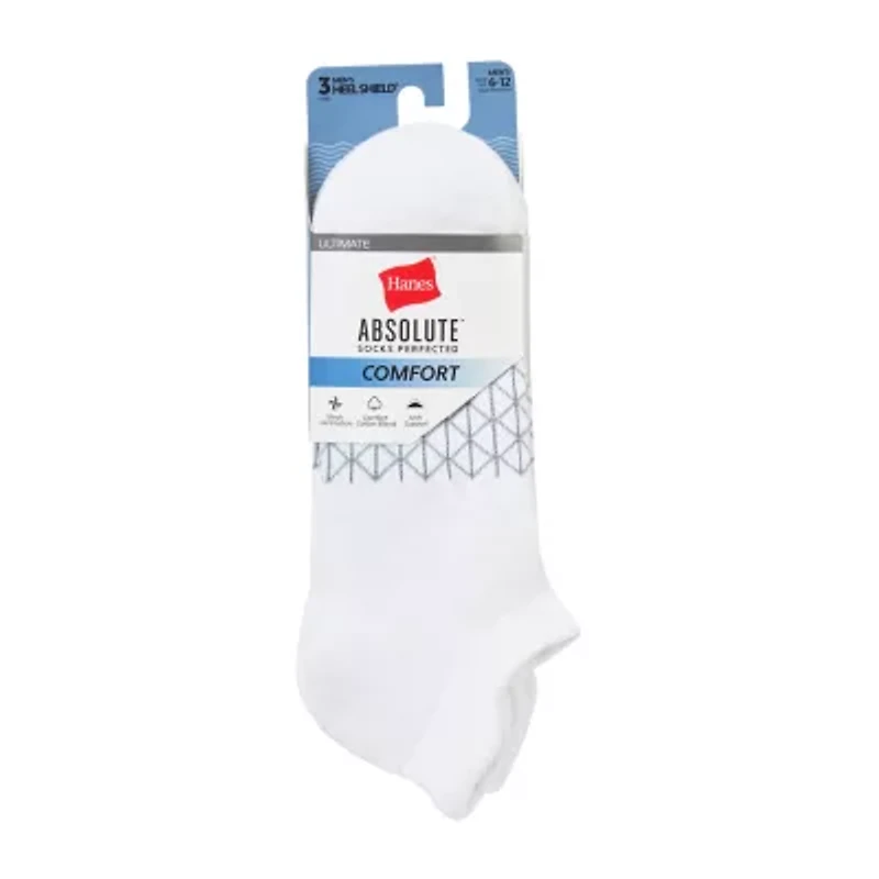 Hanes Absolute Heel Tab Mens Multi-Pack 3 Pair No Show Socks