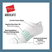 Hanes Absolute Heel Tab Mens Multi-Pack 3 Pair No Show Socks