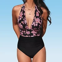 CUPSHE Swimwear Womens Easy-on + Easy-off Floral One Piece Swimsuit
