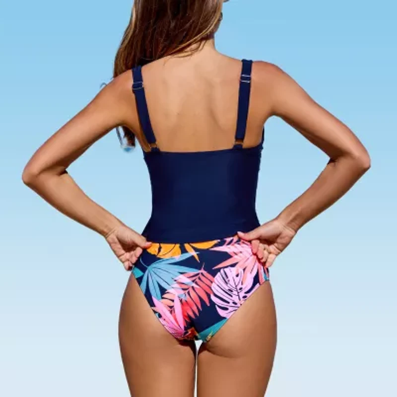 CUPSHE Swimwear Womens Leaf 2-pc. Tankini Set