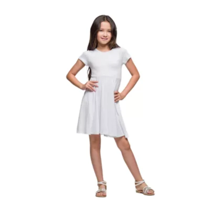 24sevenkid Big Kid Girls Short Sleeve Fit + Flare Dress