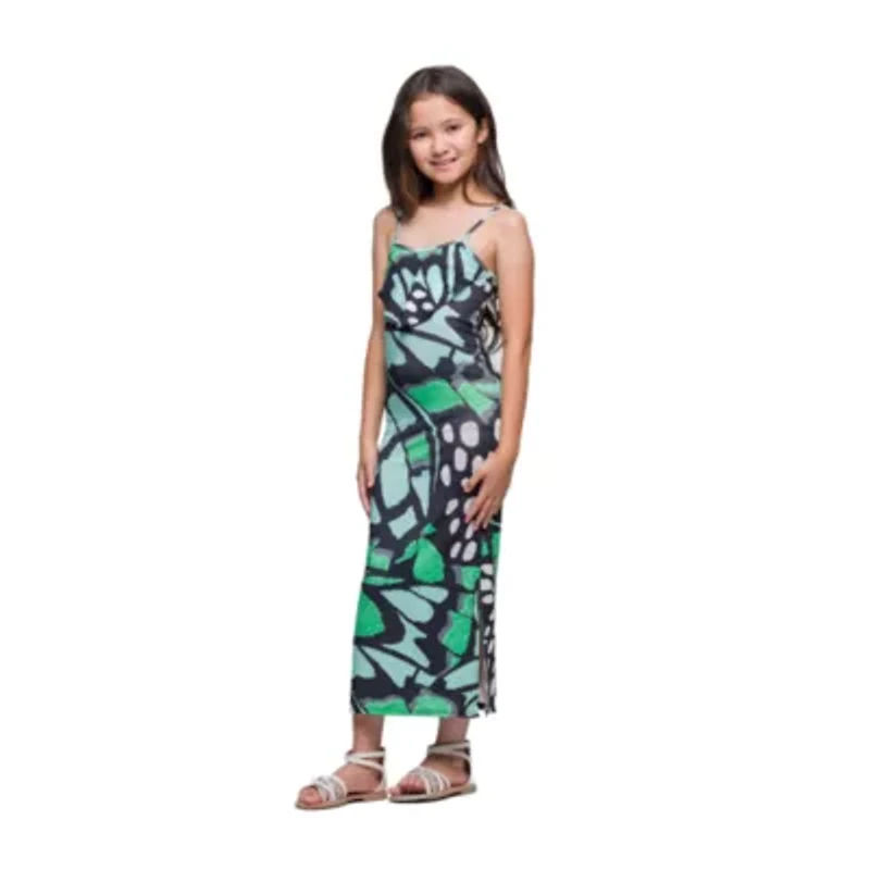24seven Comfort Apparel Big Kid Girls Sleeveless Animal Maxi Dress