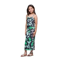 24seven Comfort Apparel Big Kid Girls Sleeveless Animal Maxi Dress