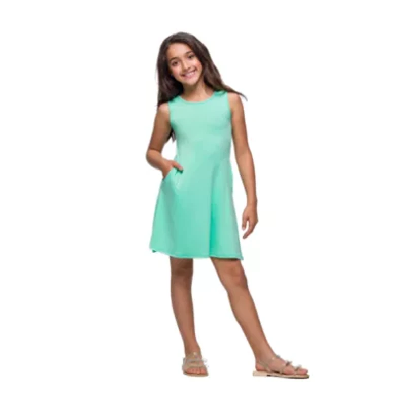 24seven Comfort Apparel Big Kid Girls Sleeveless A-Line Dress