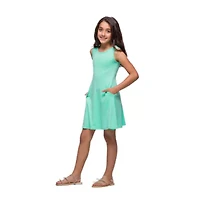 24seven Comfort Apparel Big Kid Girls Sleeveless A-Line Dress