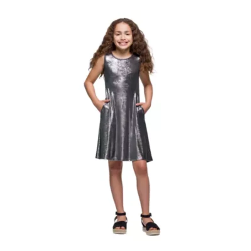 24seven Comfort Apparel Big Kid Girls Sleeveless A-Line Dress