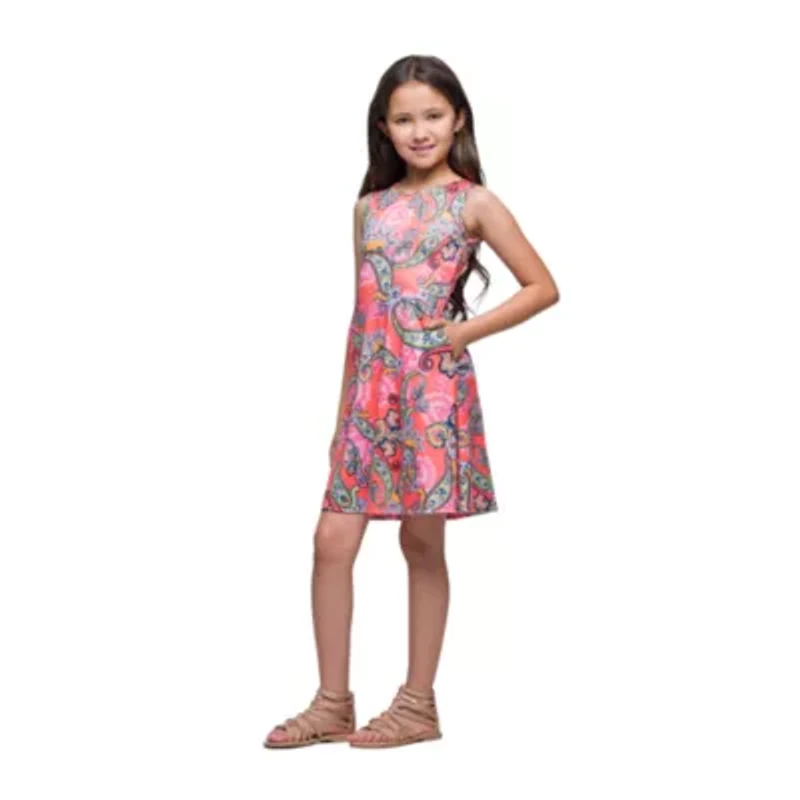 24seven Comfort Apparel Big Kid Girls Sleeveless A-Line Dress