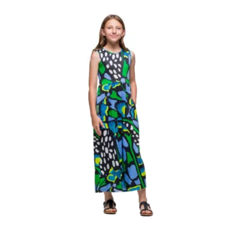 24seven Comfort Apparel Big Kid Girls Sleeveless Abstract Maxi Dress