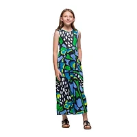 24seven Comfort Apparel Big Kid Girls Sleeveless Abstract Maxi Dress