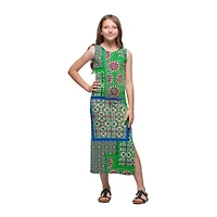 24seven Comfort Apparel Big Kid Girls Sleeveless Abstract Maxi Dress
