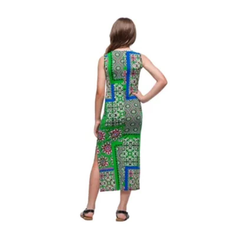 24seven Comfort Apparel Big Kid Girls Sleeveless Abstract Maxi Dress
