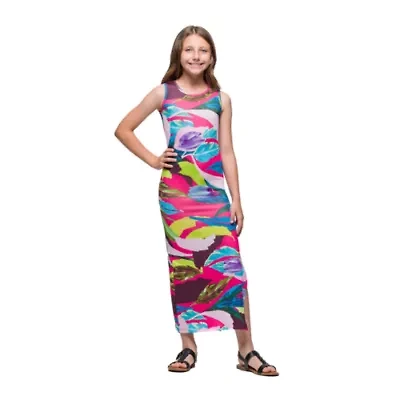 24seven Comfort Apparel Big Kid Girls Sleeveless Floral Maxi Dress