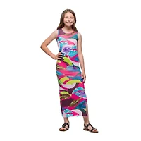 24seven Comfort Apparel Big Kid Girls Sleeveless Floral Maxi Dress