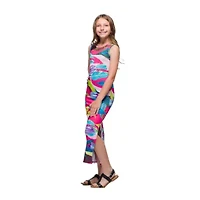 24seven Comfort Apparel Big Kid Girls Sleeveless Floral Maxi Dress