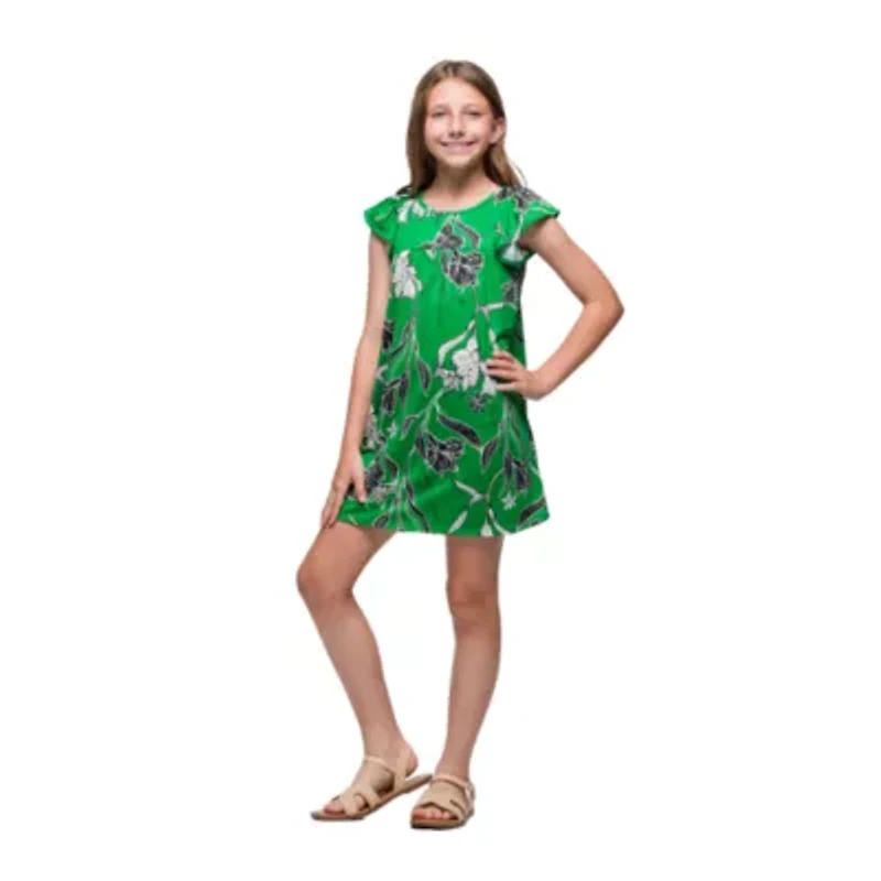 24seven Comfort Apparel Big Kid Girls Short Sleeve A-Line Dress