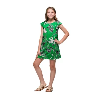 24seven Comfort Apparel Big Kid Girls Short Sleeve A-Line Dress