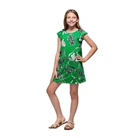 24seven Comfort Apparel Big Kid Girls Short Sleeve A-Line Dress