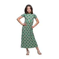 24seven Comfort Apparel Big Kid Girls Short Sleeve Floral Maxi Dress