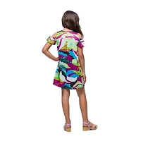 24seven Comfort Apparel Big Kid Girls Short Sleeve A-Line Dress