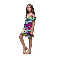 24seven Comfort Apparel Big Kid Girls Short Sleeve A-Line Dress