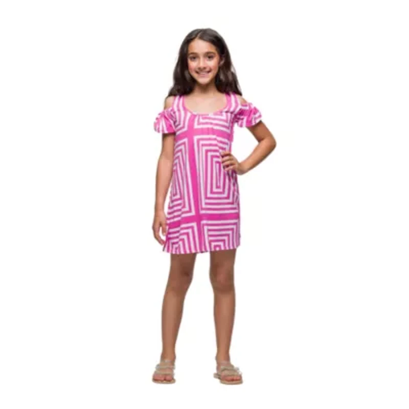 24seven Comfort Apparel Big Kid Girls Short Sleeve A-Line Dress