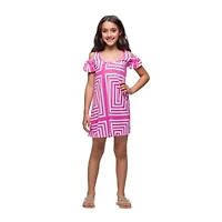 24seven Comfort Apparel Big Kid Girls Short Sleeve A-Line Dress
