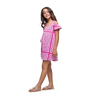 24seven Comfort Apparel Big Kid Girls Short Sleeve A-Line Dress
