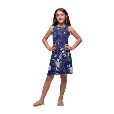 24seven Comfort Apparel Big Kid Girls Sleeveless Fit + Flare Dress