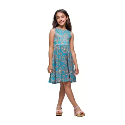 24seven Comfort Apparel Big Kid Girls Sleeveless Fit + Flare Dress