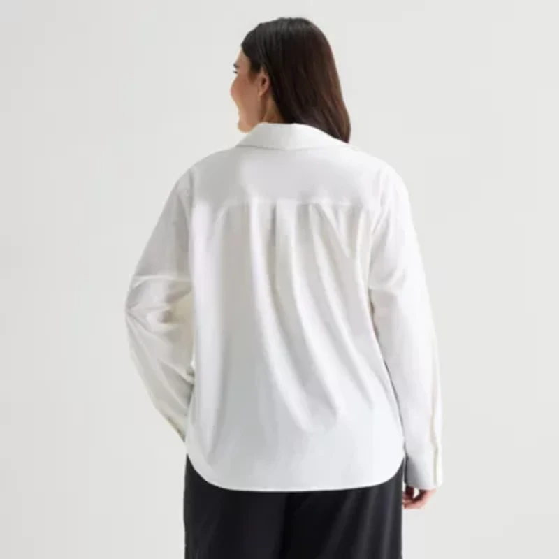 Stylus Womens Plus Long Sleeve Blouse