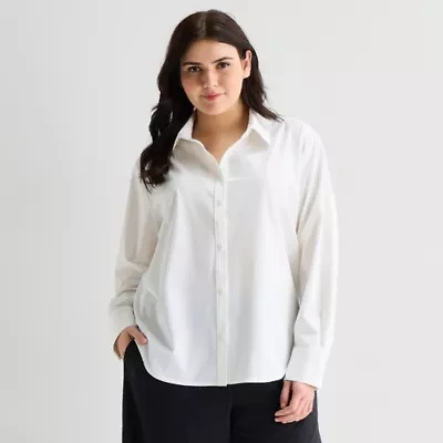 Stylus Womens Plus Long Sleeve Blouse