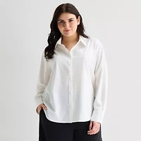 Stylus Womens Plus Long Sleeve Blouse