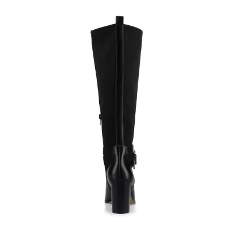 Journee Collection Womens Avalonn-Xwc Extra Wide Calf Stacked Heel Dress Boots