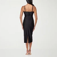 Premier Amour Womens Midi Straight Neck Sleeveless Sheath Dress