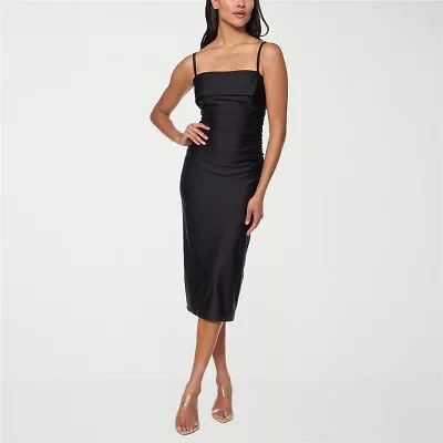 Premier Amour Womens Midi Straight Neck Sleeveless Sheath Dress