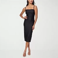 Premier Amour Womens Midi Straight Neck Sleeveless Sheath Dress