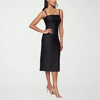 Premier Amour Womens Midi Straight Neck Sleeveless Sheath Dress
