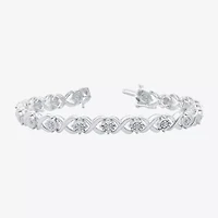 (F / Si1-Si2) Womens 1/10 CT. T.W. Lab Grown White Diamond Pure Silver Over Brass 7.5 Inch Tennis Bracelet