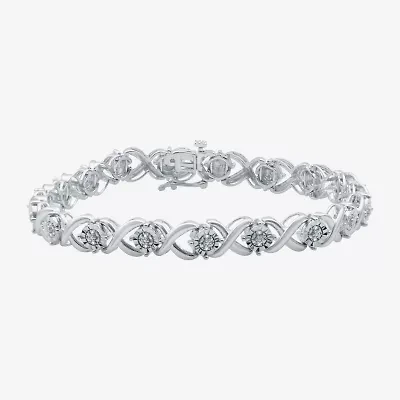 (F / Si1-Si2) Womens 1/10 CT. T.W. Lab Grown White Diamond Pure Silver Over Brass 7.5 Inch Tennis Bracelet