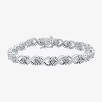 (F / Si1-Si2) Womens 1/10 CT. T.W. Lab Grown White Diamond Pure Silver Over Brass 7.5 Inch Tennis Bracelet