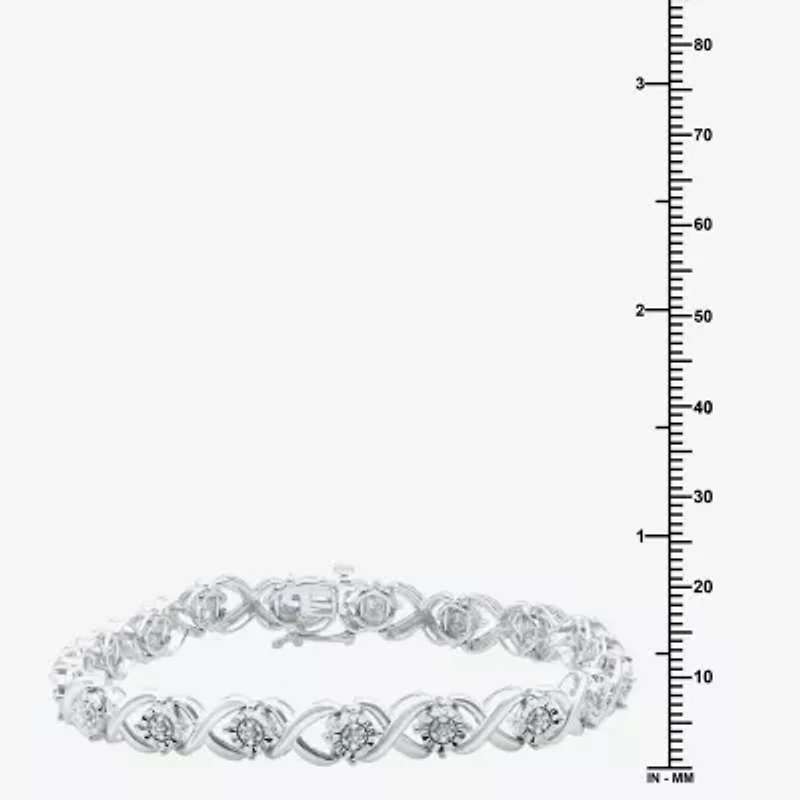 (F / Si1-Si2) Womens 1/10 CT. T.W. Lab Grown White Diamond Pure Silver Over Brass 7.5 Inch Tennis Bracelet