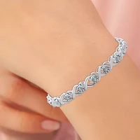 (F / Si1-Si2) Womens 1/10 CT. T.W. Lab Grown White Diamond Pure Silver Over Brass 7.5 Inch Tennis Bracelet