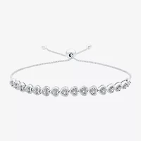 (F / Si1-Si2) Womens 1/10 CT. T.W. Lab Grown White Diamond Heart Bolo Bracelet