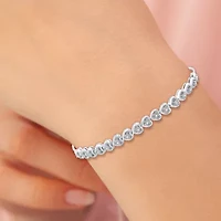 (F / Si1-Si2) Womens 1/10 CT. T.W. Lab Grown White Diamond Heart Bolo Bracelet