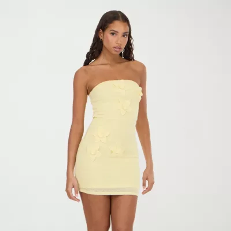 Forever 21 Womens Juniors Straight Neck Sleeveless Casual Bodycon Dress