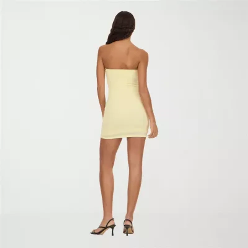 Forever 21 Womens Juniors Straight Neck Sleeveless Casual Bodycon Dress