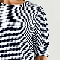Liz Claiborne Textured Womens Crew Neck Short Sleeve Blouse